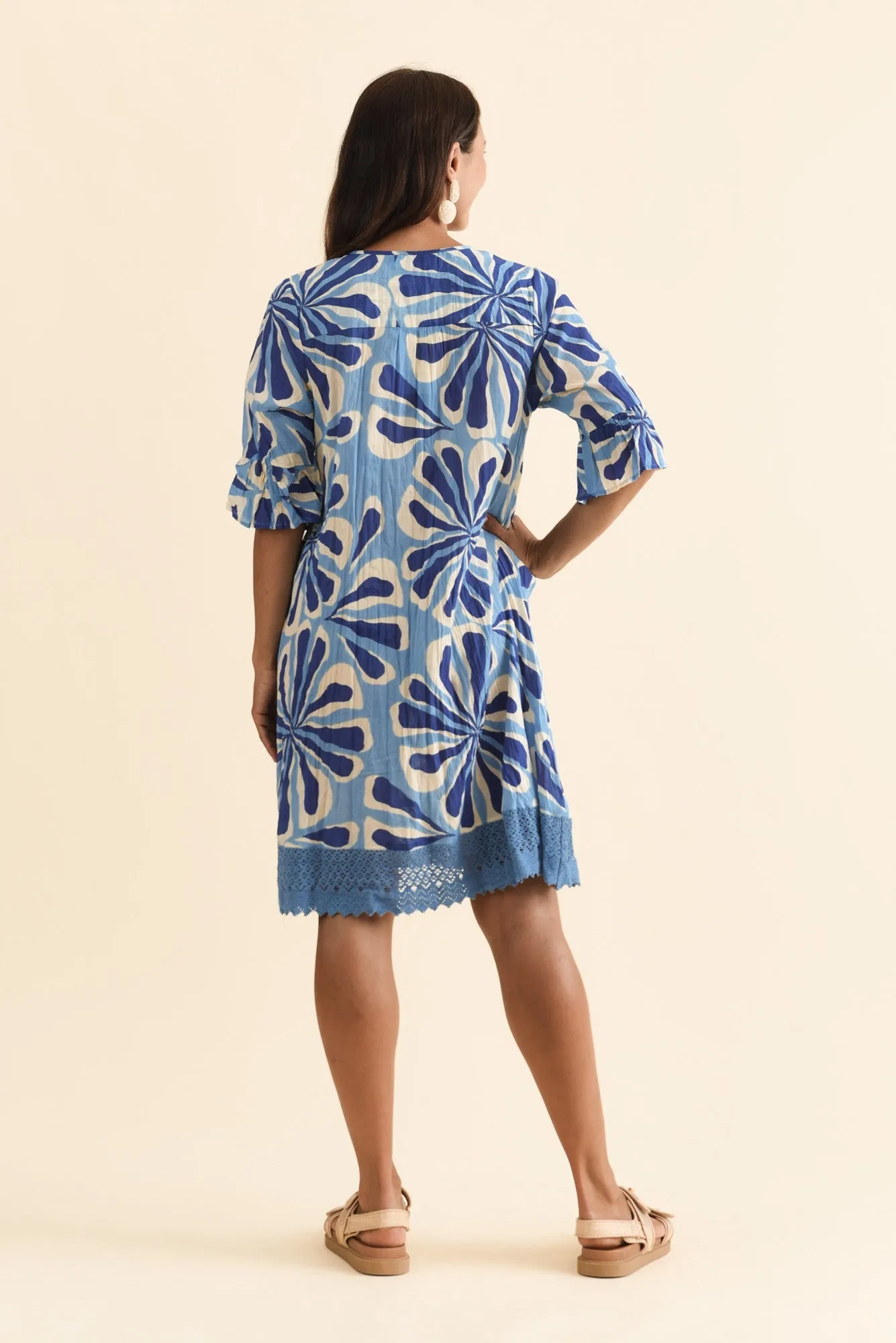 Cayman Blue Daisy Cotton Tunic Dress sold by Blue Bungalow product image thumbnail 4