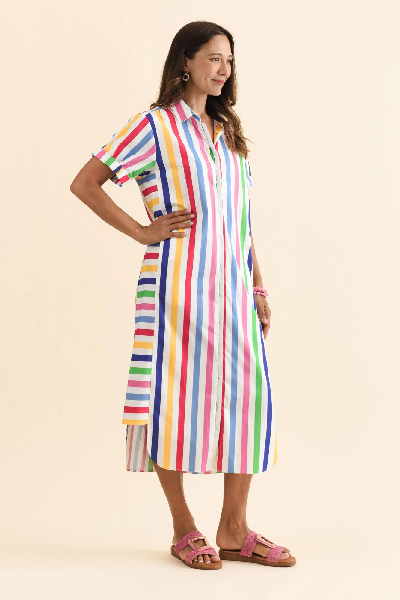 Ashley White Stripe Cotton Shirt Dress sold by Blue Bungalow product image thumbnail 4