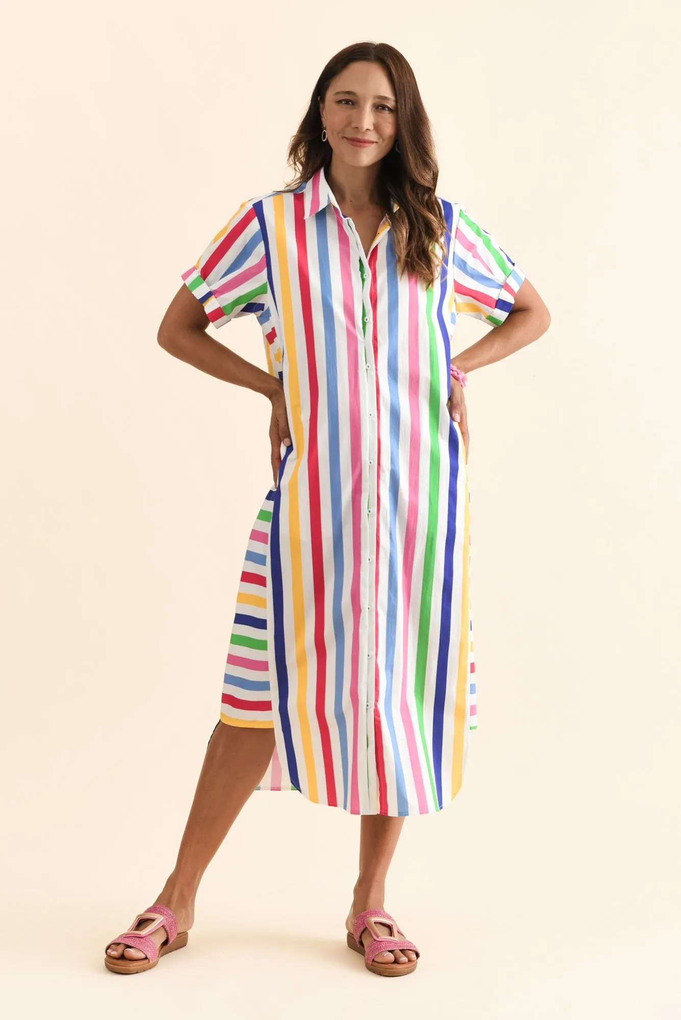 Ashley White Stripe Cotton Shirt Dress sold by Blue Bungalow product image thumbnail 3
