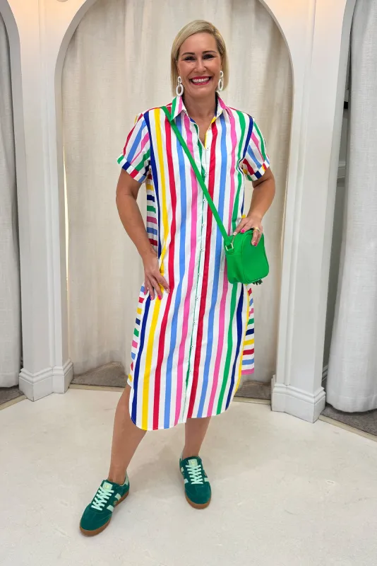 Ashley White Stripe Cotton Shirt Dress sold by Blue Bungalow