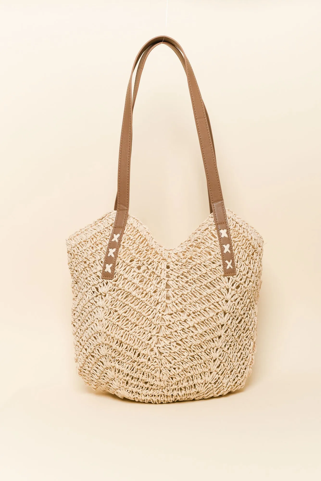Oriana Natural Straw Shoulder Bag sold by Blue Bungalow