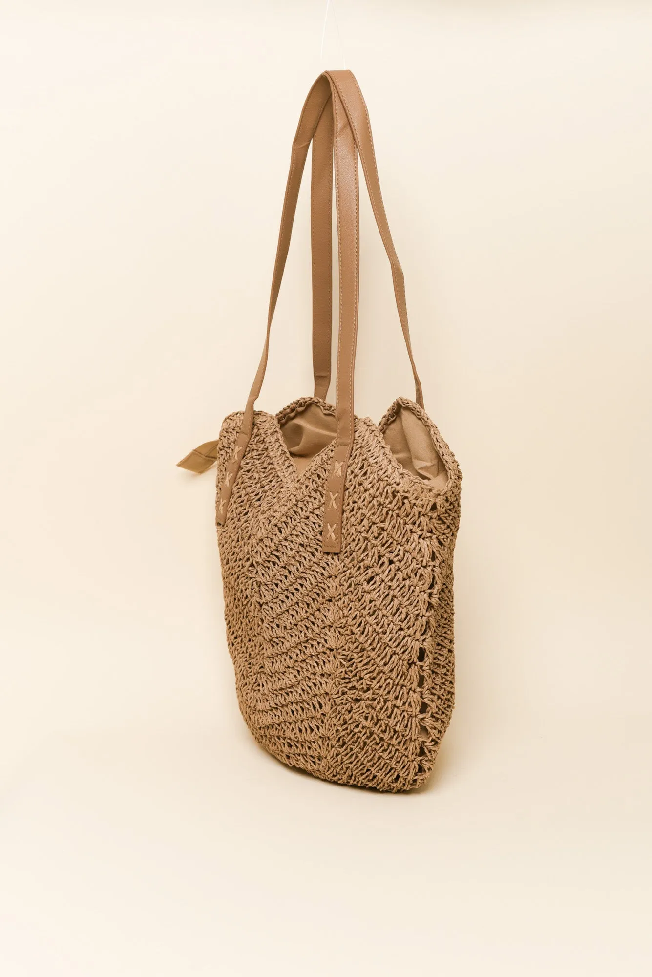 Oriana Tan Straw Shoulder Bag sold by Blue Bungalow product image thumbnail 2