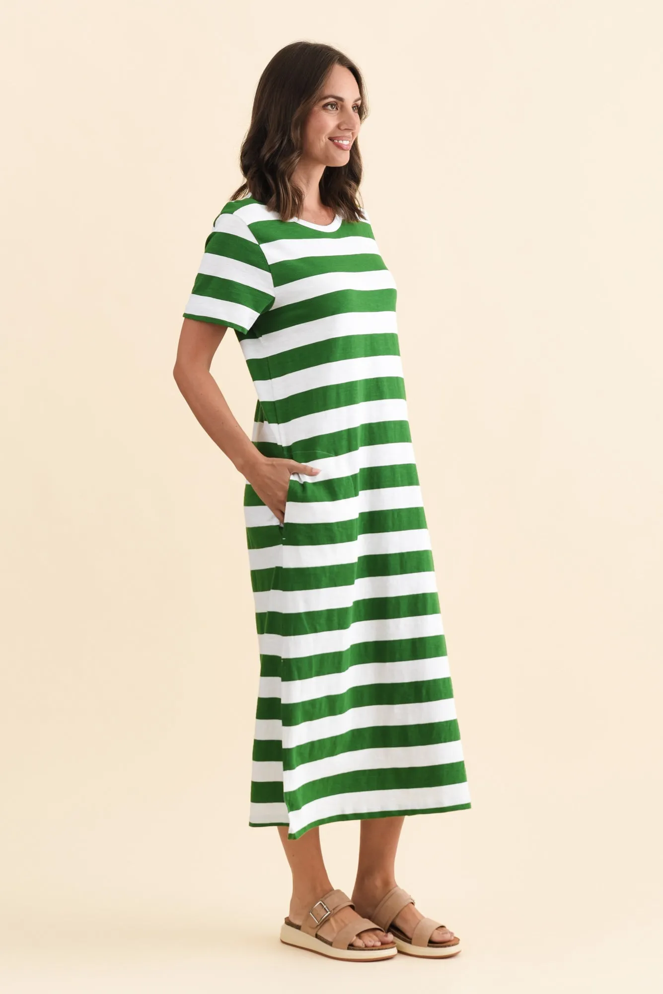 Tallow Green Stripe Pocket Dress sold by Blue Bungalow product image thumbnail 3