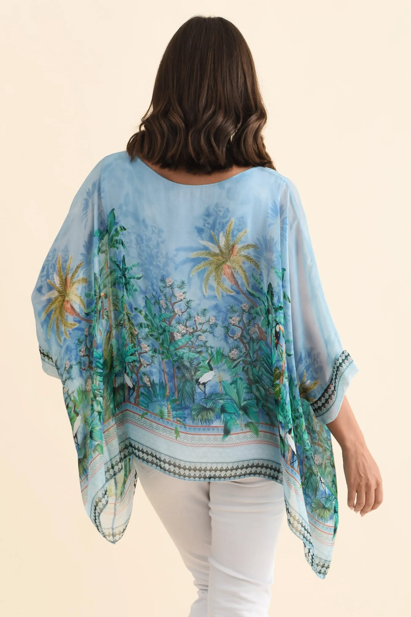 Dawn Blue Tropical Silk Overlay Top sold by Blue Bungalow product image thumbnail 4