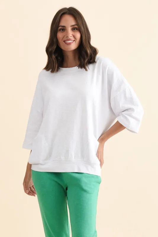 Mazie White Cotton Sweat sold by Blue Bungalow