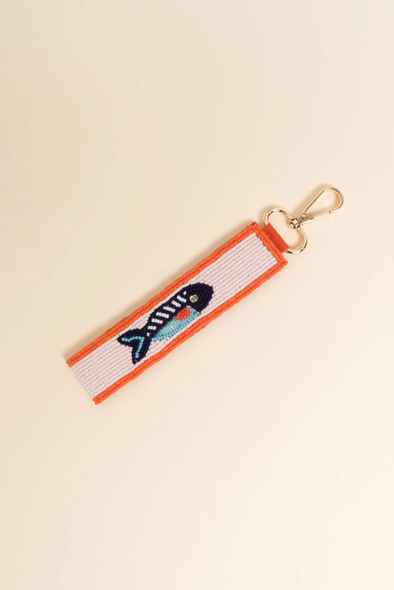 Orange Sardines Beaded Keychain sold by Blue Bungalow