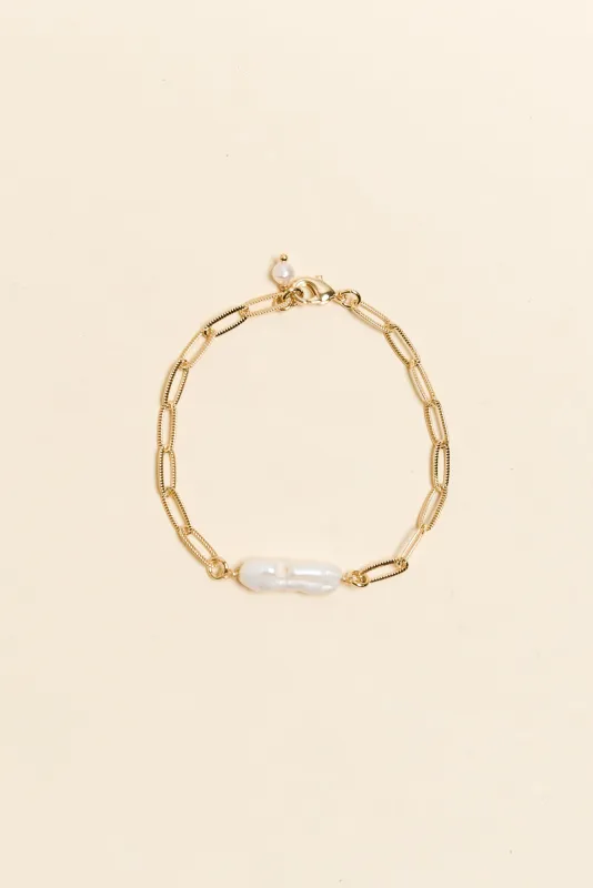 Sallie Gold Pearl Bracelet sold by Blue Bungalow