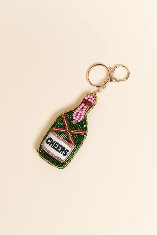Green Champagne Beaded Keychain sold by Blue Bungalow