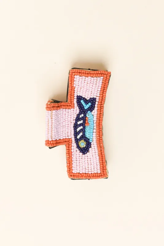 Pink Sardines Beaded Claw Clip sold by Blue Bungalow