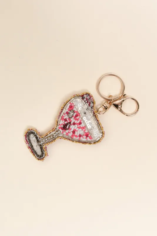 Pink Cocktail Beaded Keychain sold by Blue Bungalow