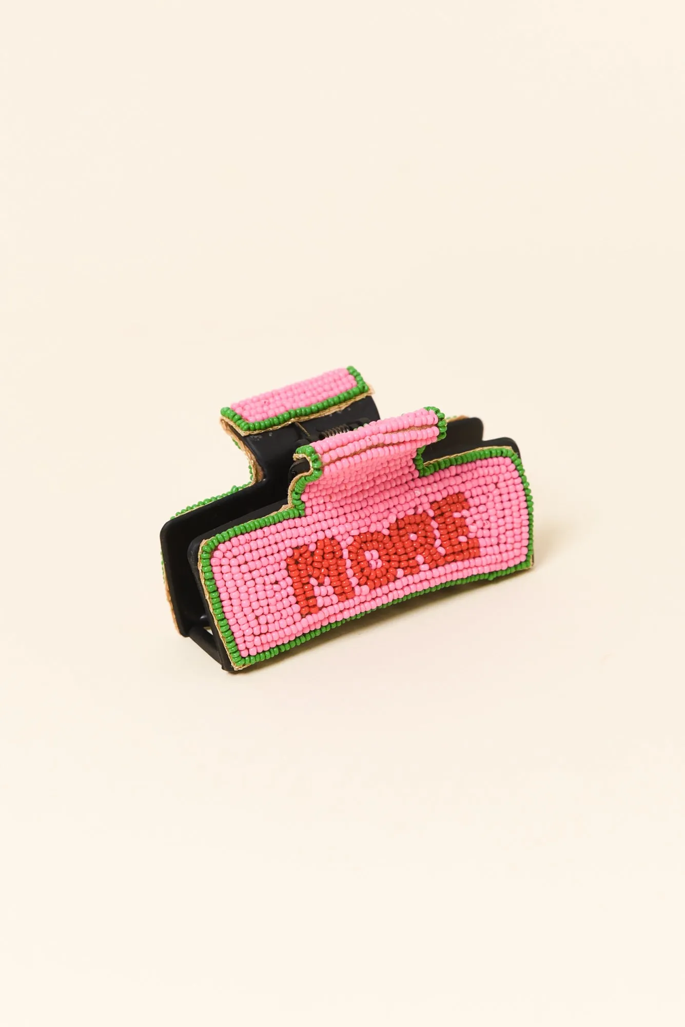 Pink Amore Beaded Claw Clip sold by Blue Bungalow product image thumbnail 2