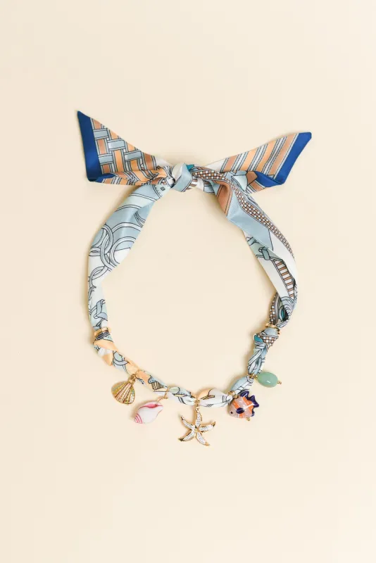 Carti Blue Shell Fabric Necklace made by Blue Bungalow