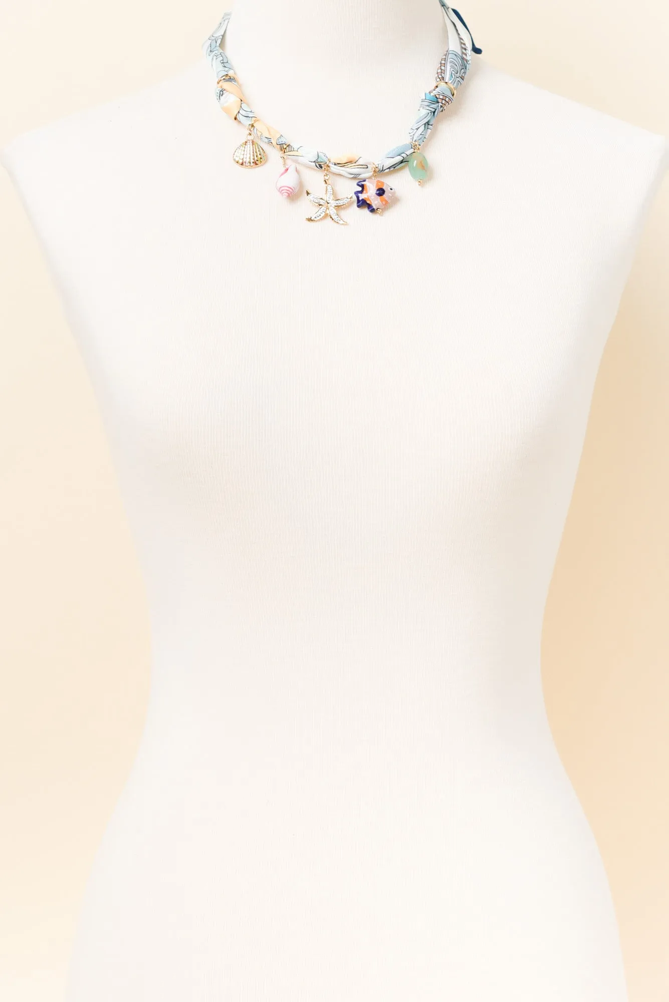 Carti Blue Shell Fabric Necklace sold by Blue Bungalow product image thumbnail 2