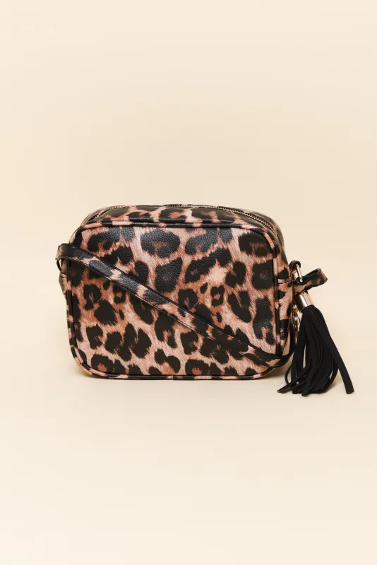 Katie Brown Leopard Crossbody Bag sold by Blue Bungalow