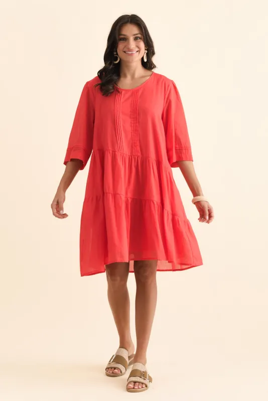 Portia Red Cotton Asymmetrical Dress sold by Blue Bungalow
