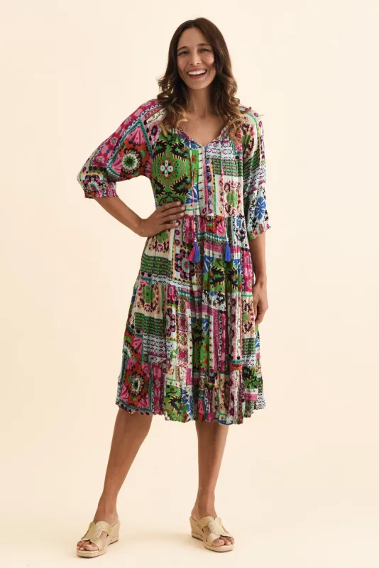 Belmira Green Abstract Pocket Dress sold by Blue Bungalow