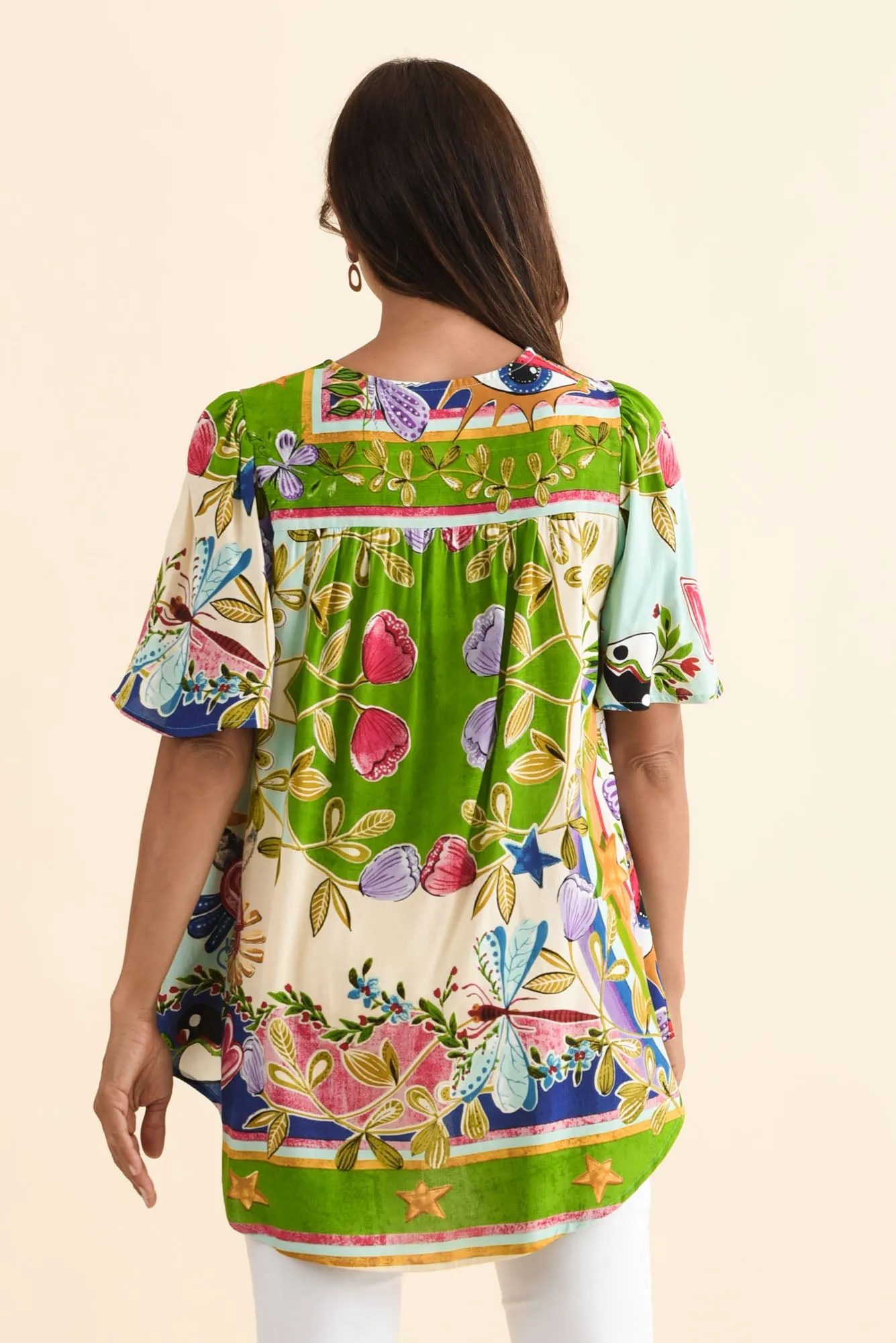 Jeannie Green Garden Flutter Sleeve Top sold by Blue Bungalow product image thumbnail 4