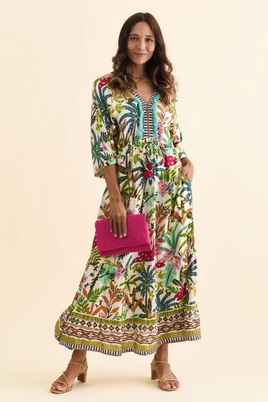 Tovola Green Tropical Half Sleeve Dress sold by Blue Bungalow