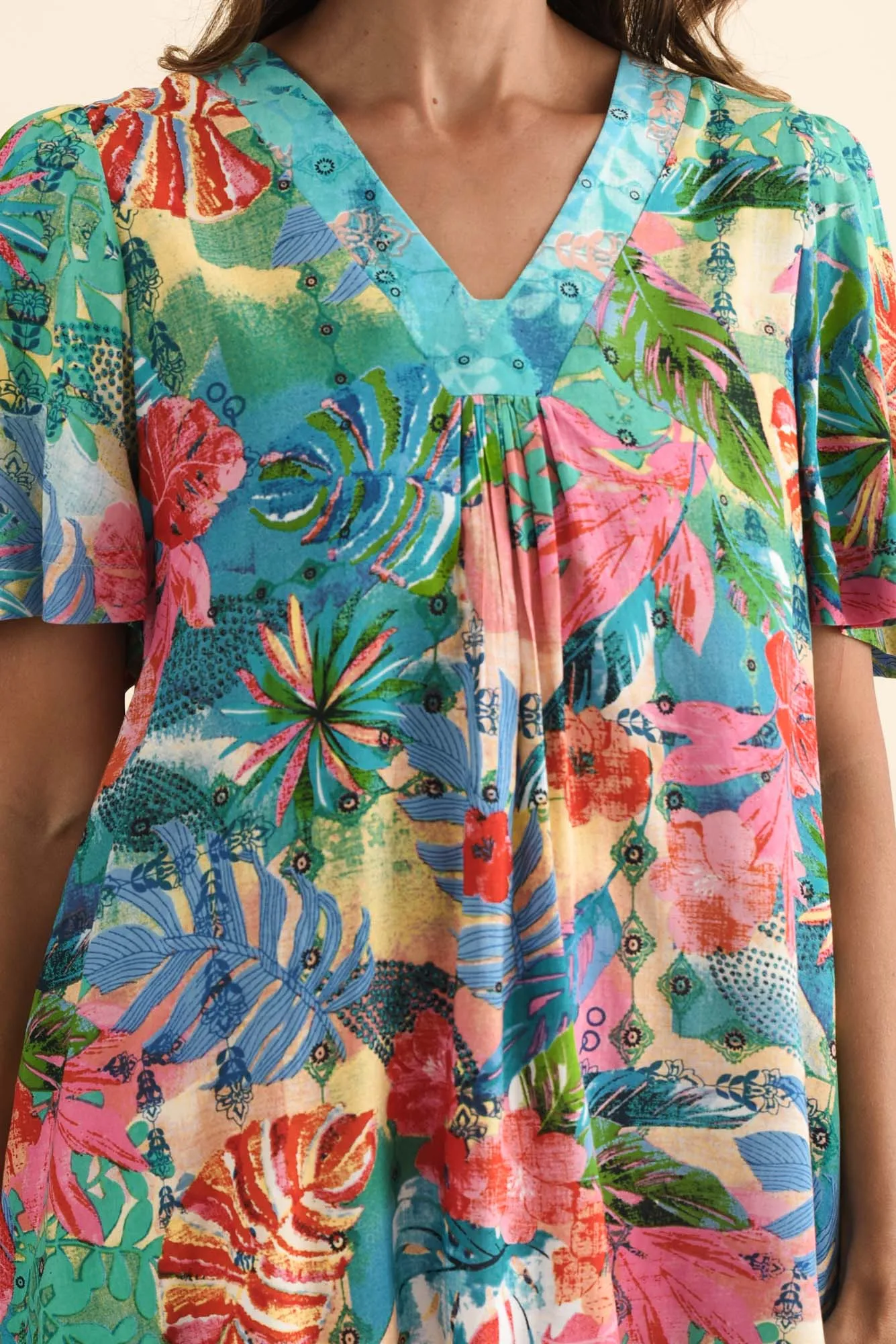 Frolic Blue Tropical Flutter Sleeve Top sold by Blue Bungalow product image thumbnail 5