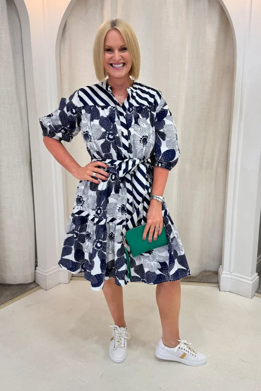 Lazar Navy Floral Cotton Dress sold by Blue Bungalow