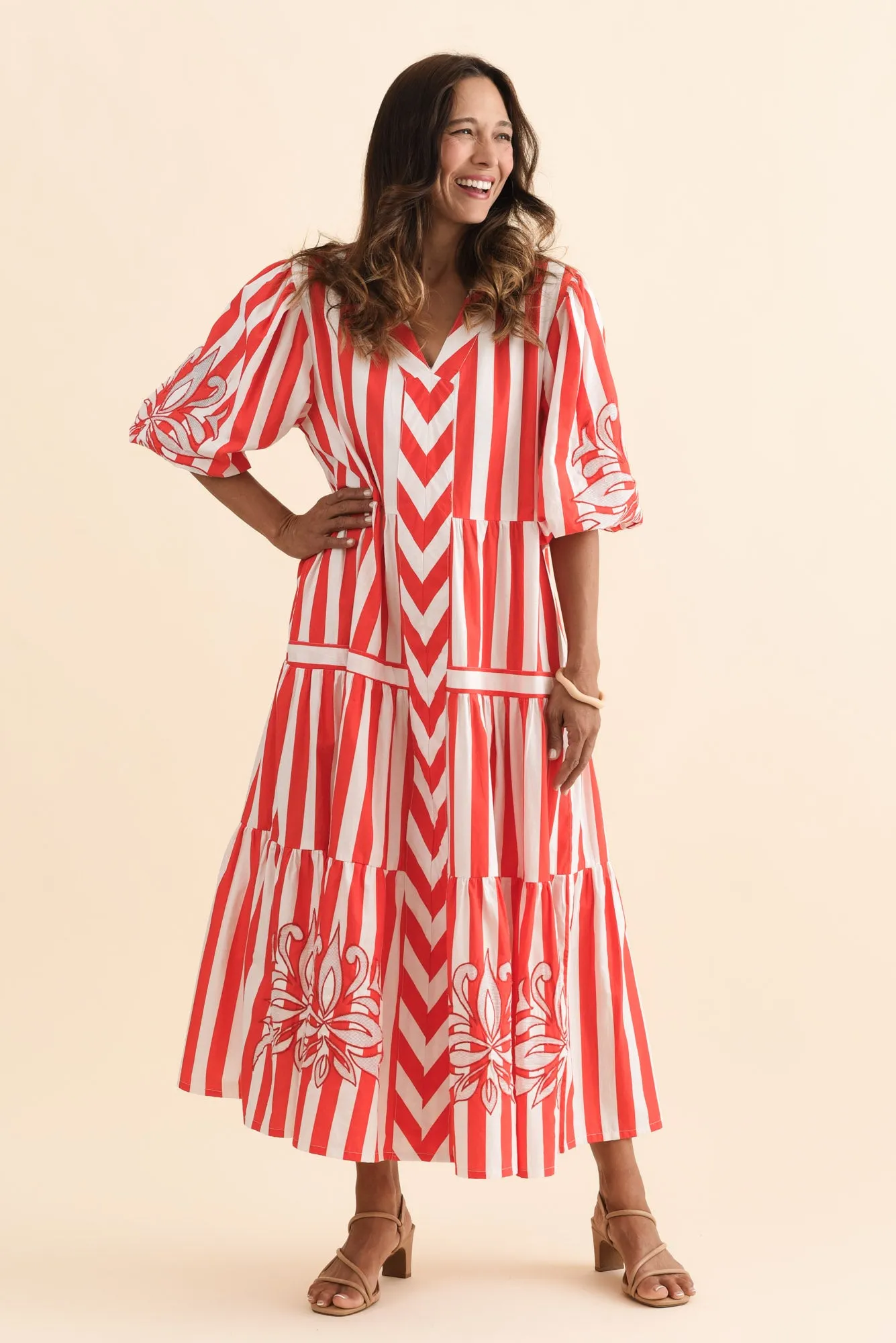 Kora Red Stripe Cotton Poplin Tie Dress sold by Blue Bungalow product image thumbnail 2