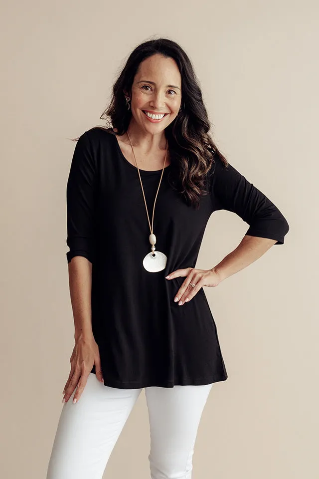 Aretha Black Bamboo Top sold by Blue Bungalow