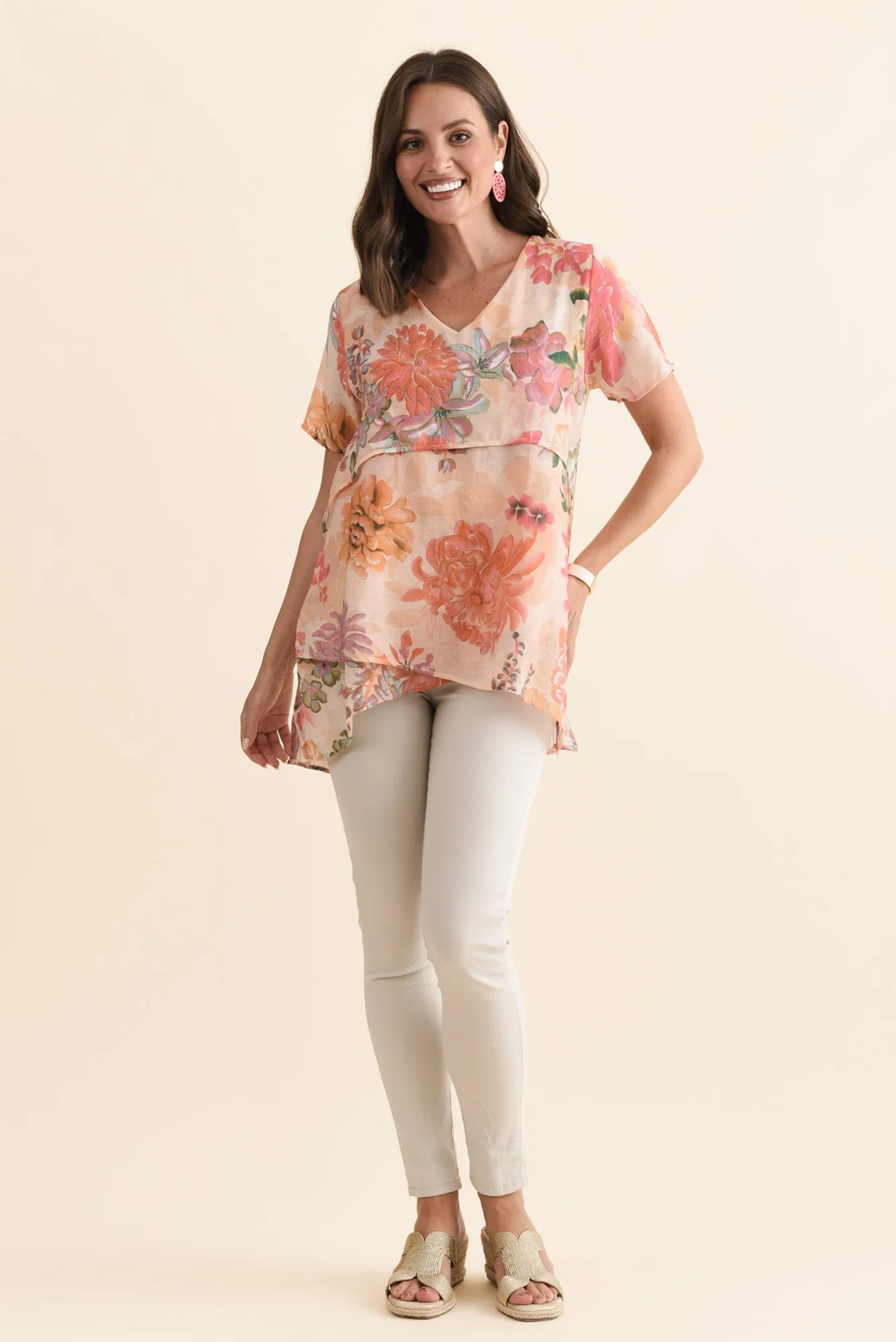 Alvina Orange Garden Layered Tunic Top sold by Blue Bungalow product image thumbnail 2