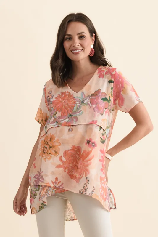 Alvina Orange Garden Layered Tunic Top sold by Blue Bungalow