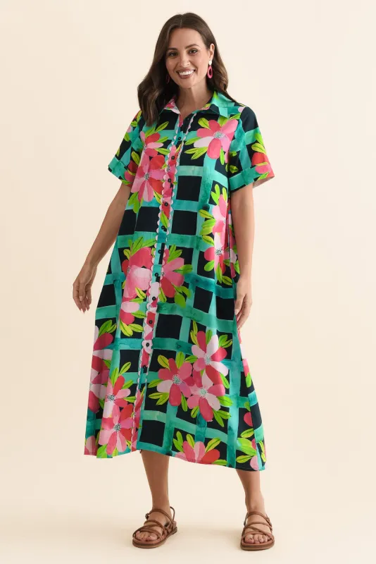 Como Pink Bloom Cotton Dress sold by Blue Bungalow