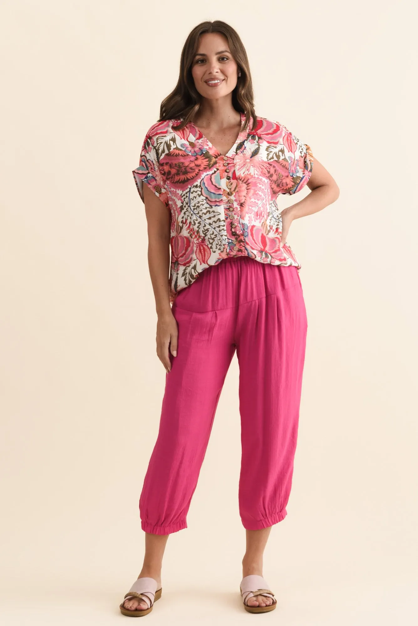 Harden Hot Pink Cotton Blend Pants sold by Blue Bungalow product image thumbnail 2