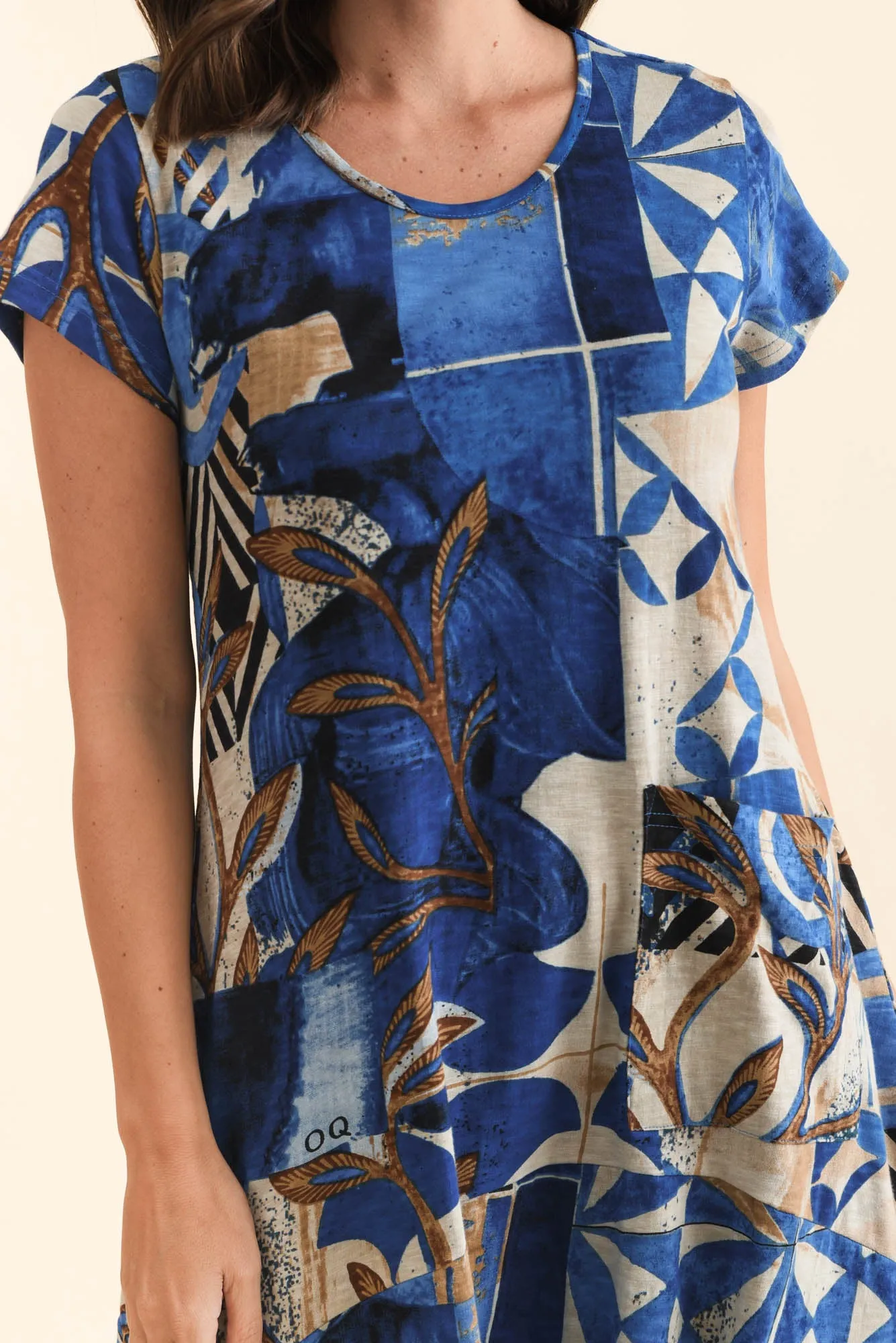 Fletcher Blue Geo Cotton Pocket Dress sold by Blue Bungalow product image thumbnail 5