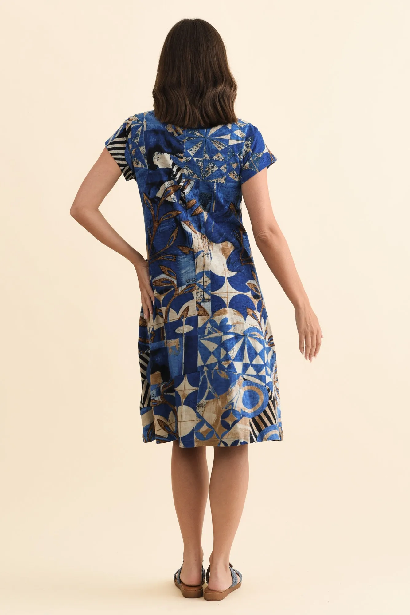 Fletcher Blue Geo Cotton Pocket Dress sold by Blue Bungalow product image thumbnail 4