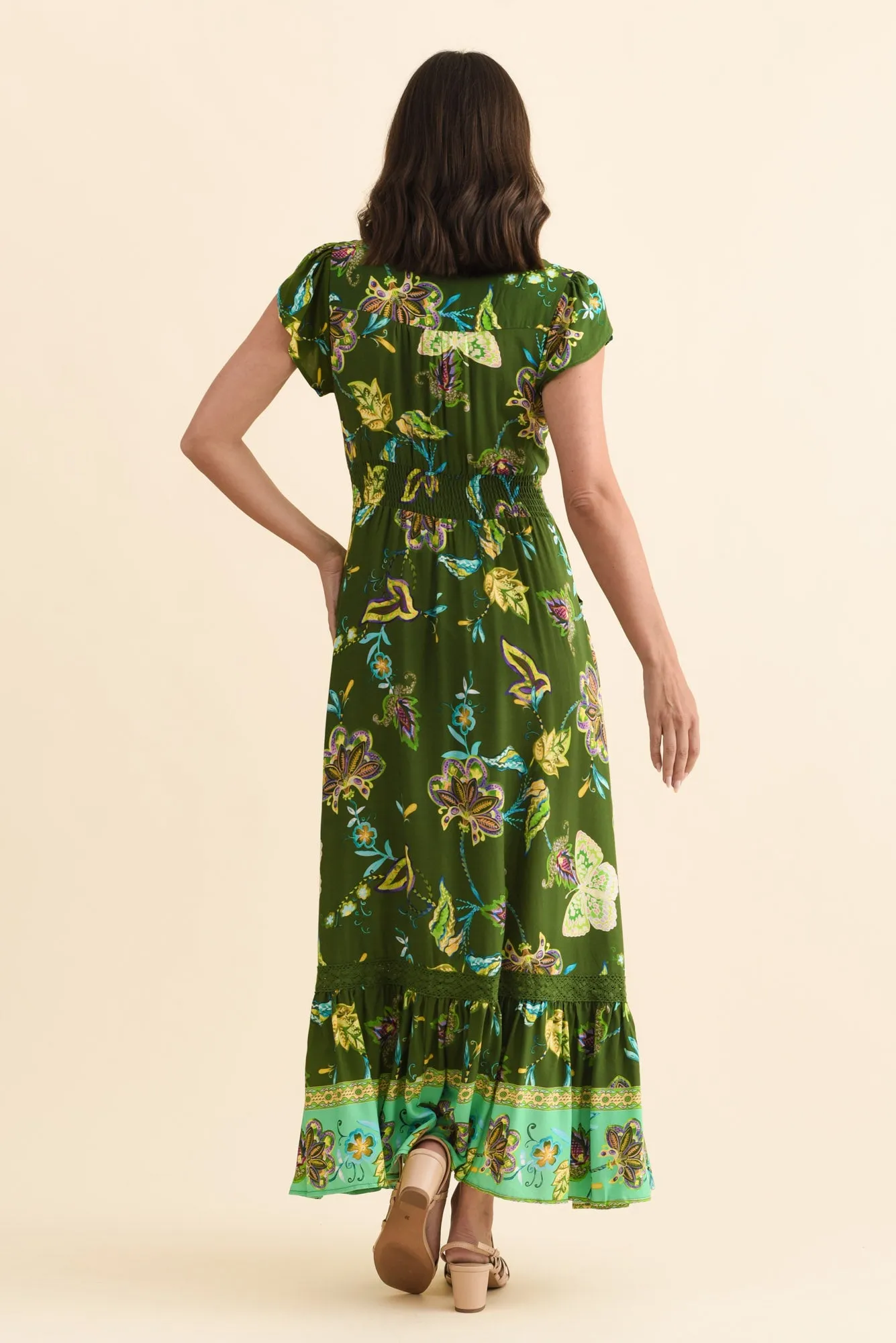 Chappelle Green Flower Button Dress sold by Blue Bungalow product image thumbnail 4