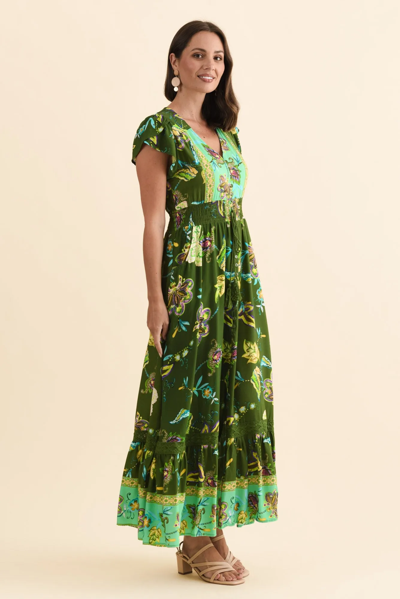 Chappelle Green Flower Button Dress sold by Blue Bungalow product image thumbnail 3