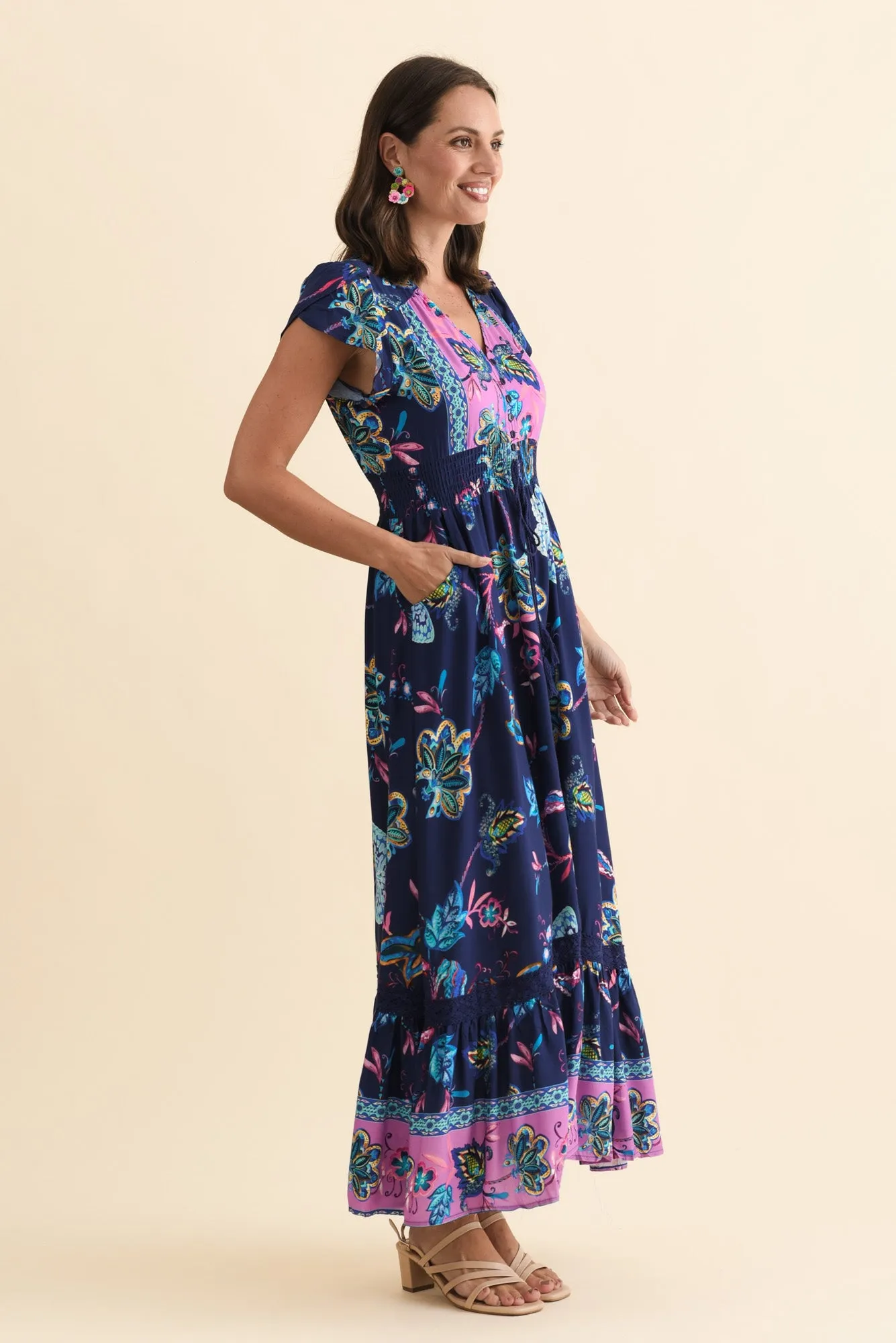 Chappelle Navy Flower Button Dress sold by Blue Bungalow product image thumbnail 3