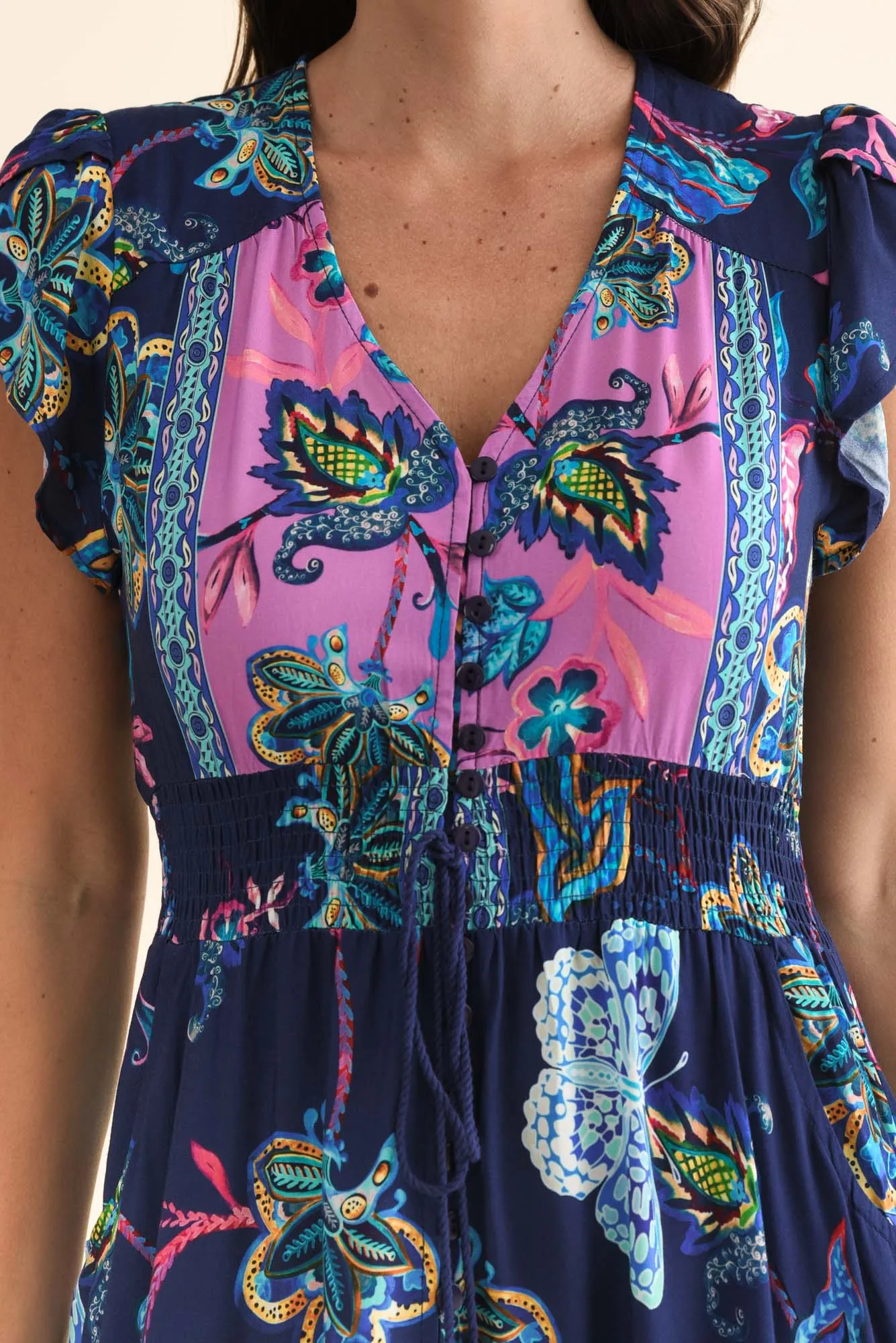 Chappelle Navy Flower Button Dress sold by Blue Bungalow product image thumbnail 5