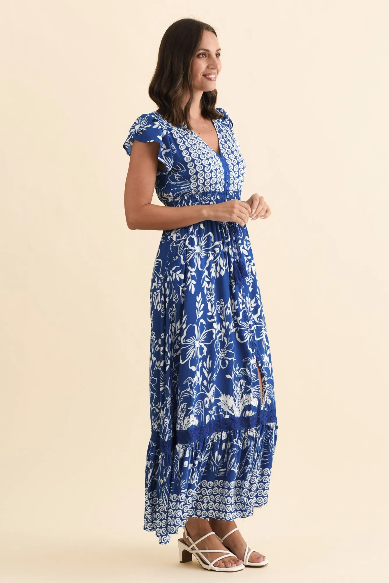 Chappelle Blue Floral Button Dress sold by Blue Bungalow product image thumbnail 3