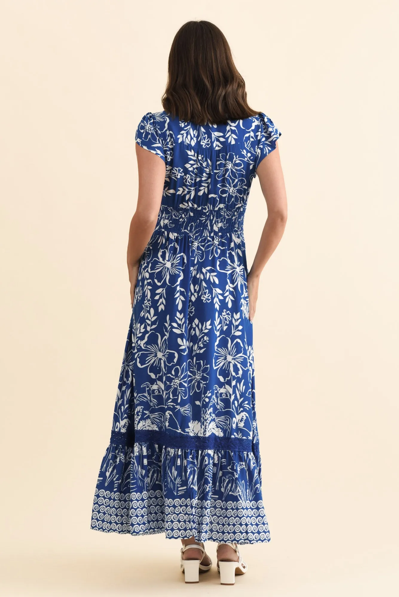Chappelle Blue Floral Button Dress sold by Blue Bungalow product image thumbnail 4