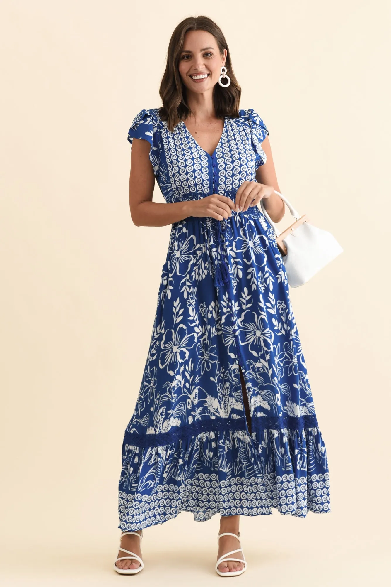 Chappelle Blue Floral Button Dress sold by Blue Bungalow