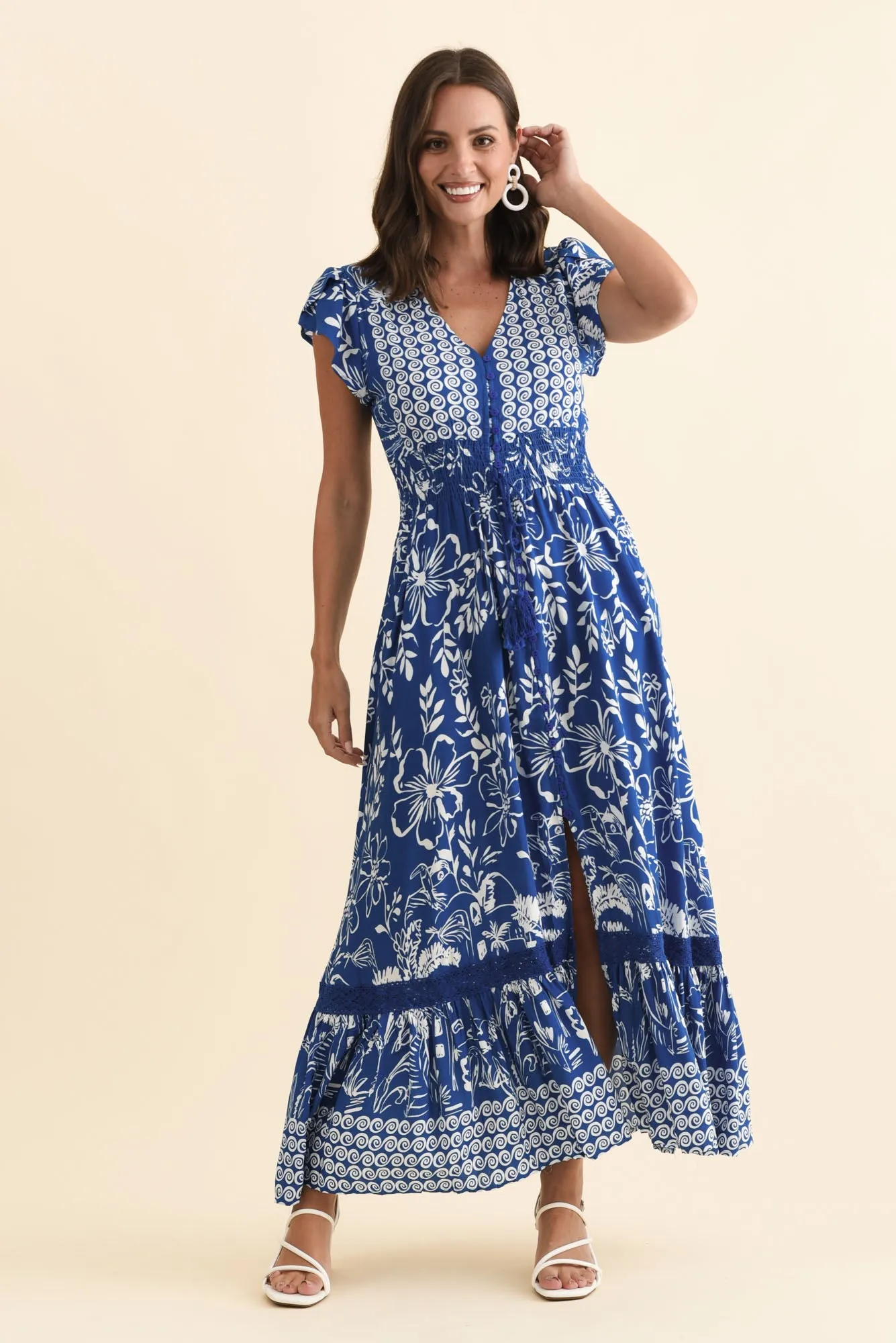 Chappelle Blue Floral Button Dress sold by Blue Bungalow product image thumbnail 2