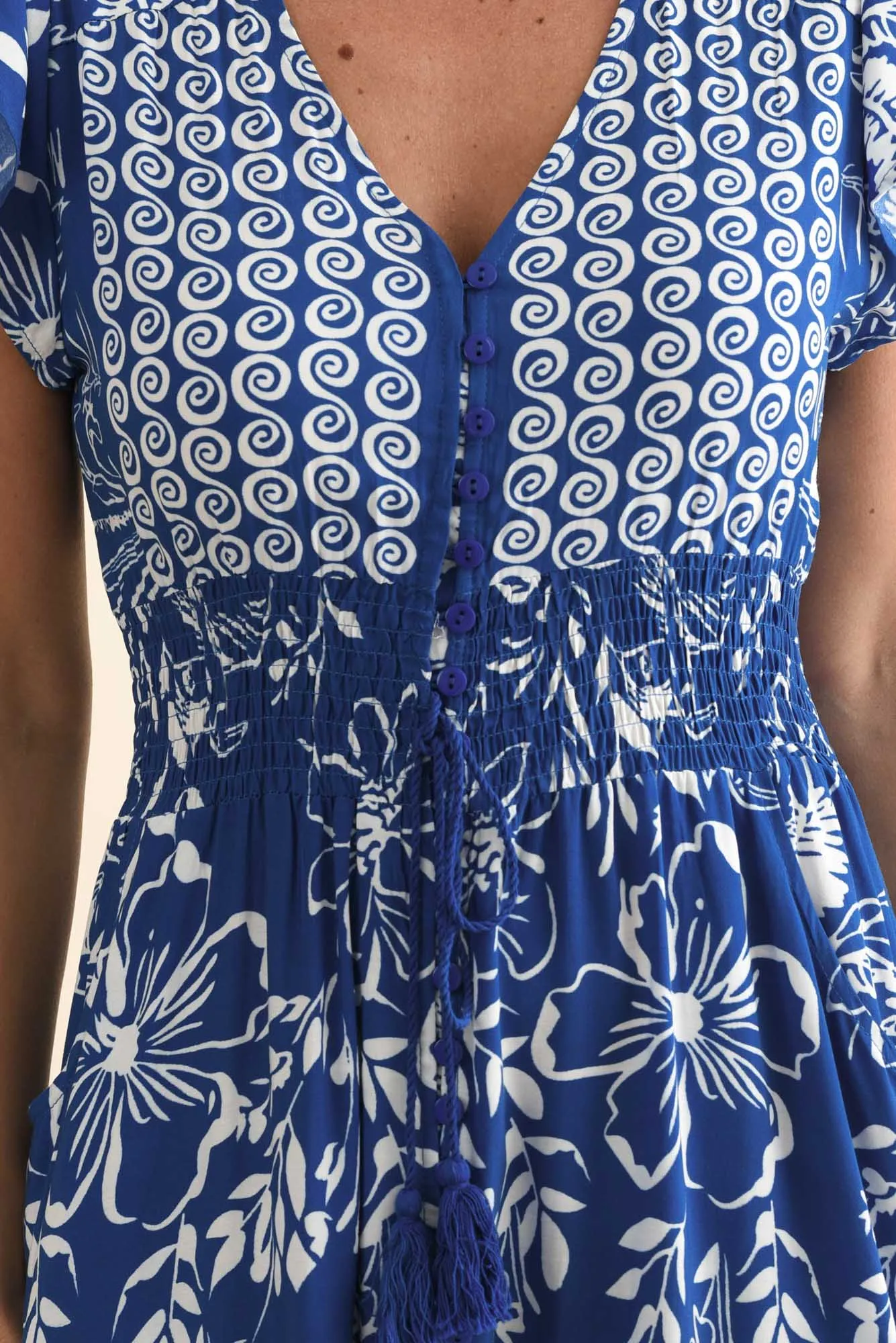 Chappelle Blue Floral Button Dress sold by Blue Bungalow product image thumbnail 5
