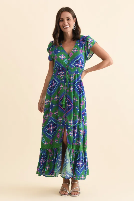Spiers Green Geo Tie Dress sold by Blue Bungalow