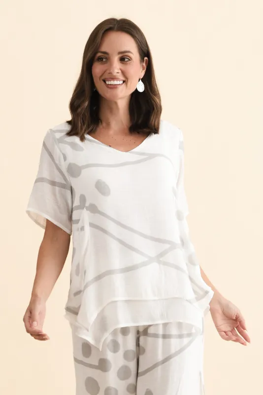 Marc Grey Geo Layered Top made by Willow Tree