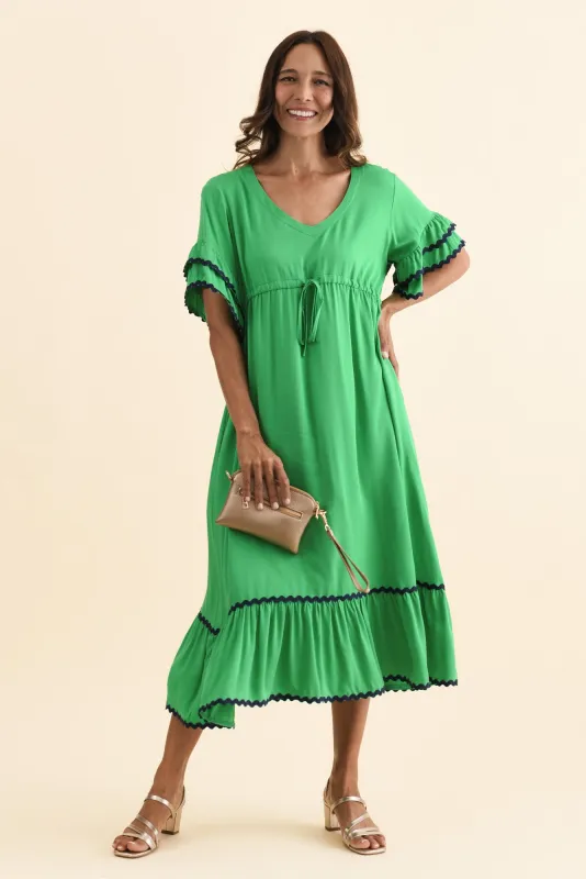 Rosemarie Green Contrast Frill Dress sold by Blue Bungalow