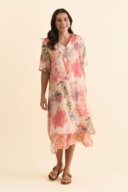Nala Orange Garden Layers Dress sold by Blue Bungalow