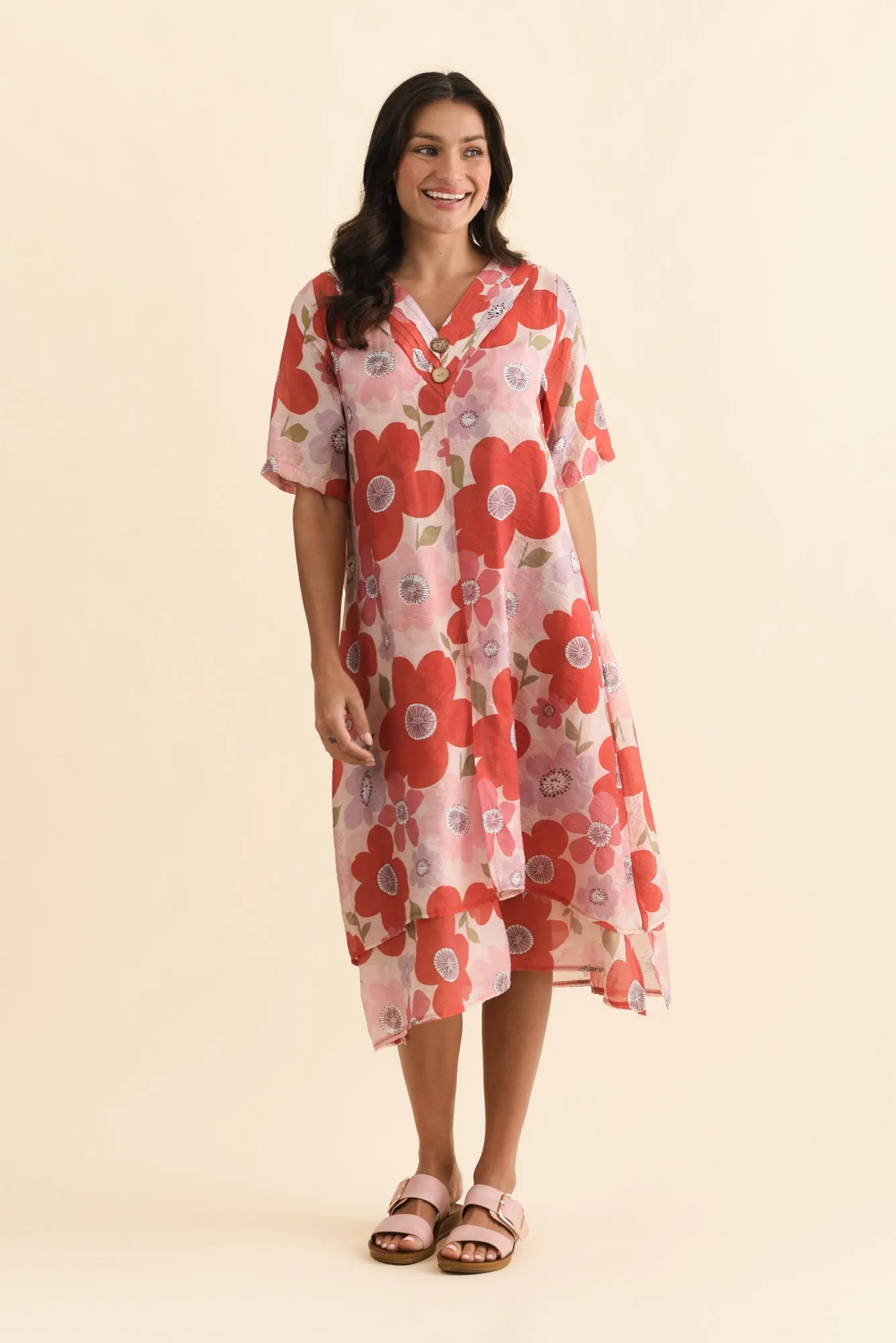 Nala Red Poppy Layers Dress sold by Blue Bungalow