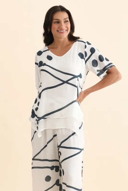 Marc Navy Geo Layered Top made by Willow Tree