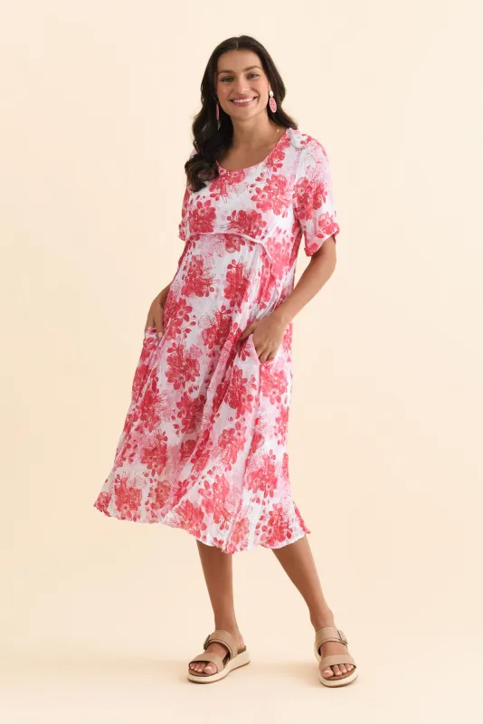 Amberley Red Garden Cotton Blend Dress sold by Blue Bungalow