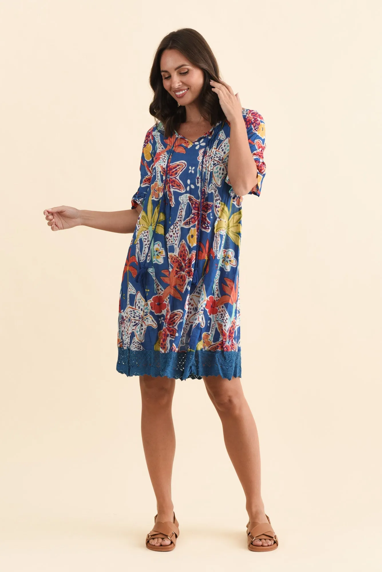 Cayman Blue Safari Cotton Tunic Dress sold by Blue Bungalow product image thumbnail 2