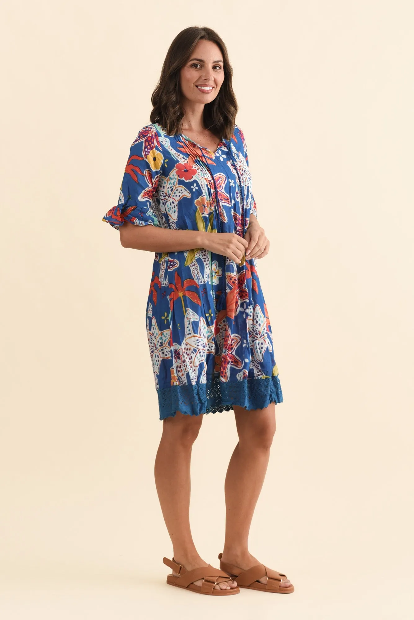 Cayman Blue Safari Cotton Tunic Dress sold by Blue Bungalow product image thumbnail 3